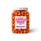 Flaming Hot one-gallon kettle corn jar
