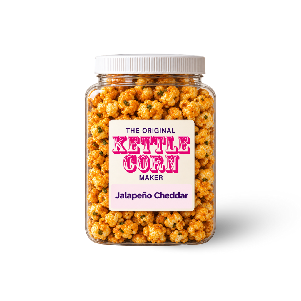 Jalapeño Cheddar one-gallon kettle corn jar