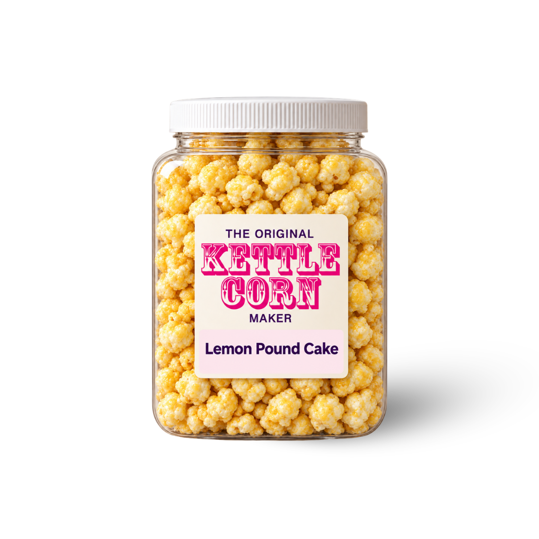 Lemon Pound Cake one-gallon kettle corn jar
