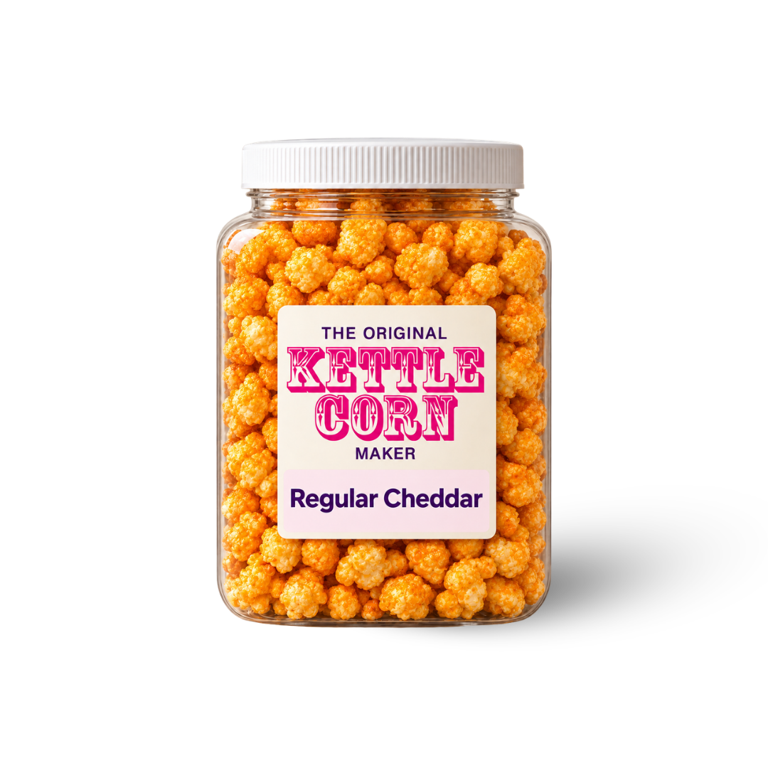 Regular Cheddar one-gallon kettle corn jar