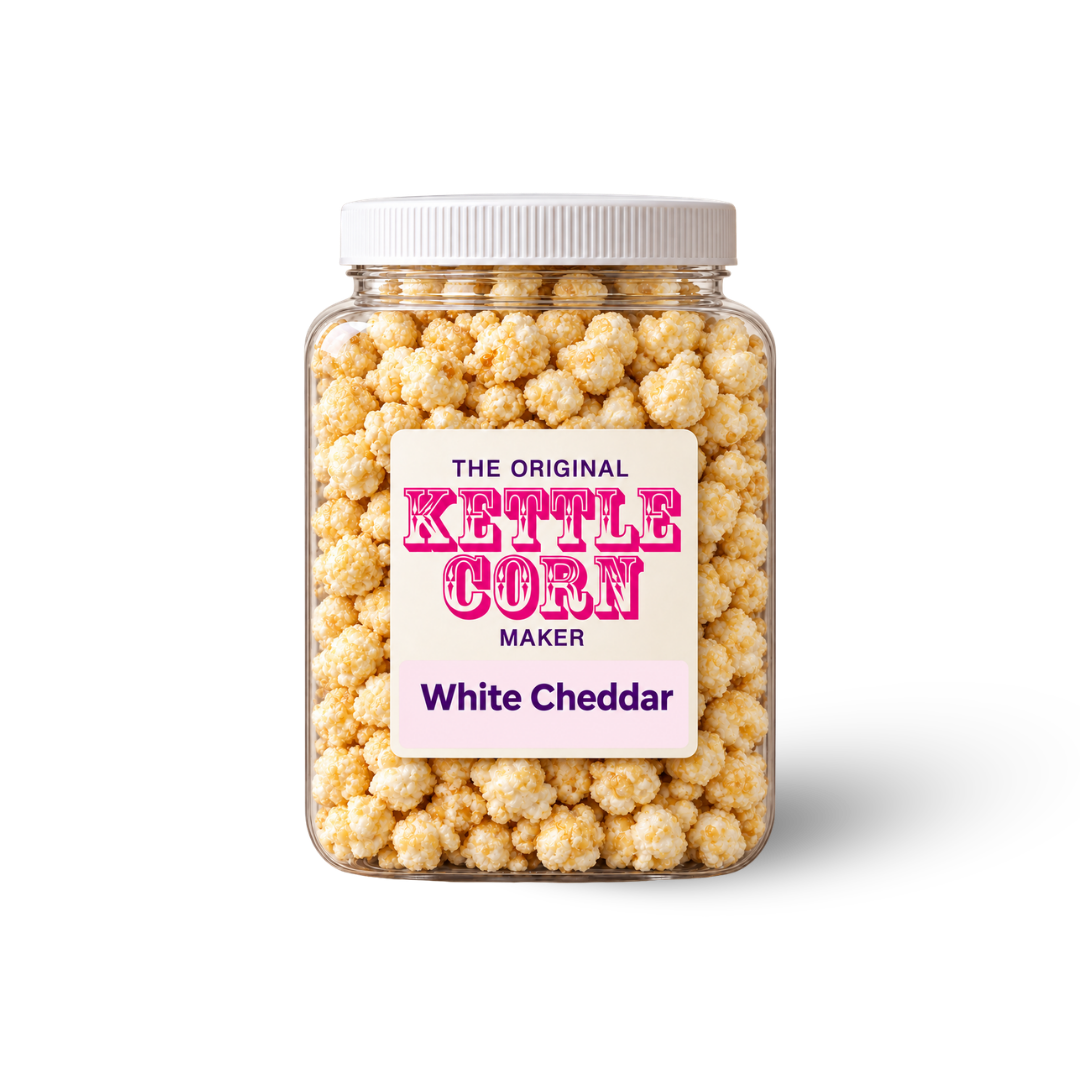 White Cheddar one-gallon kettle corn jar