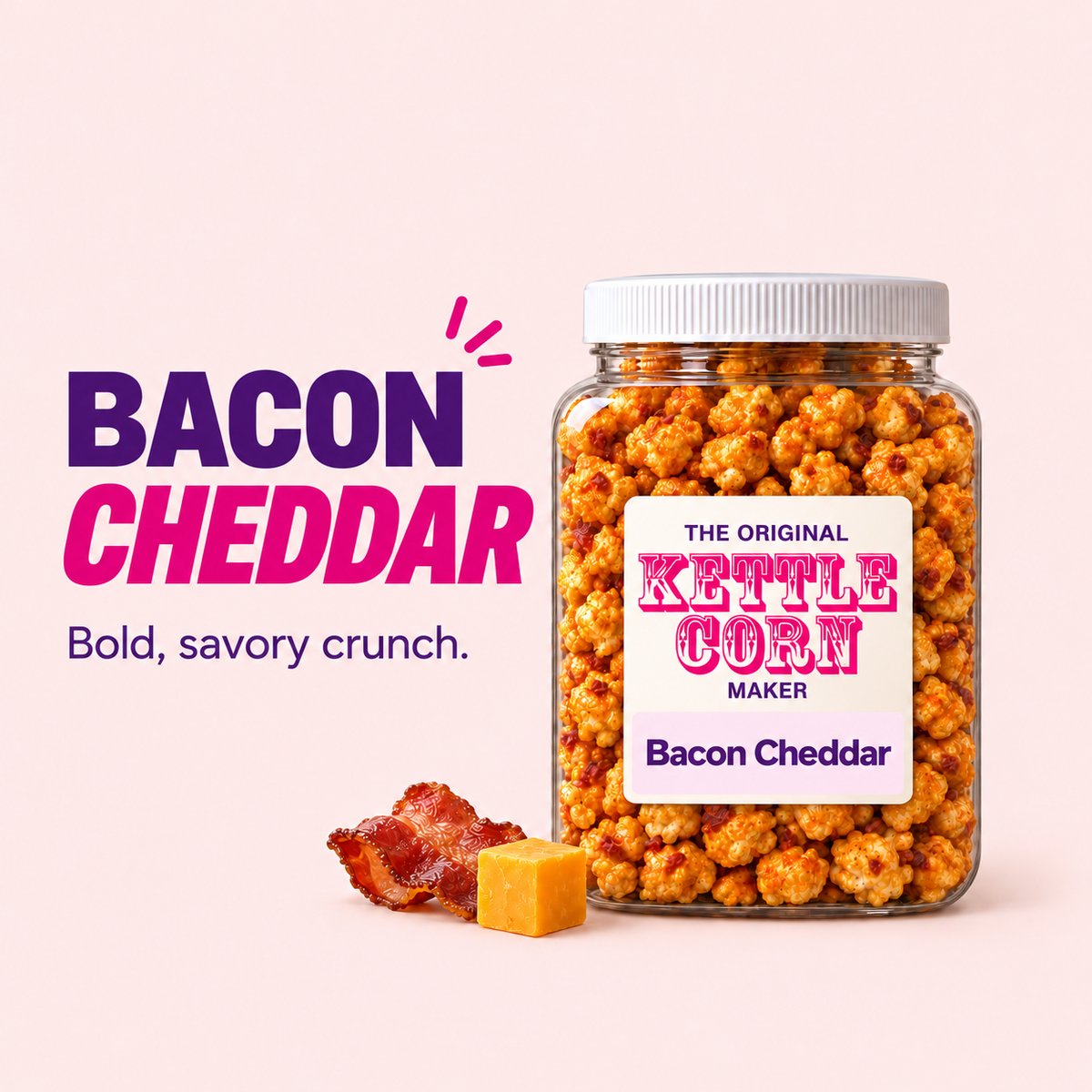 Bacon Cheddar kettle corn jar flavor spotlight