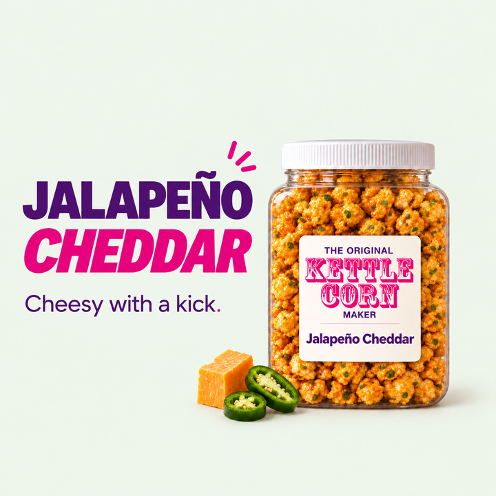 Jalapeño Cheddar kettle corn jar flavor spotlight