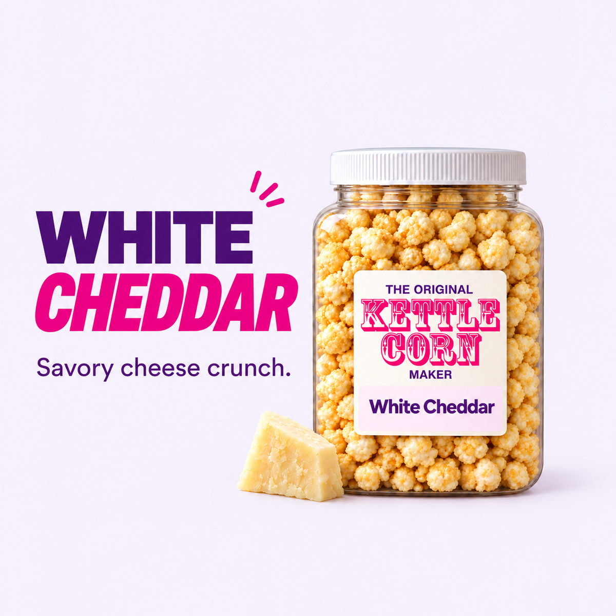 White Cheddar kettle corn jar flavor spotlight